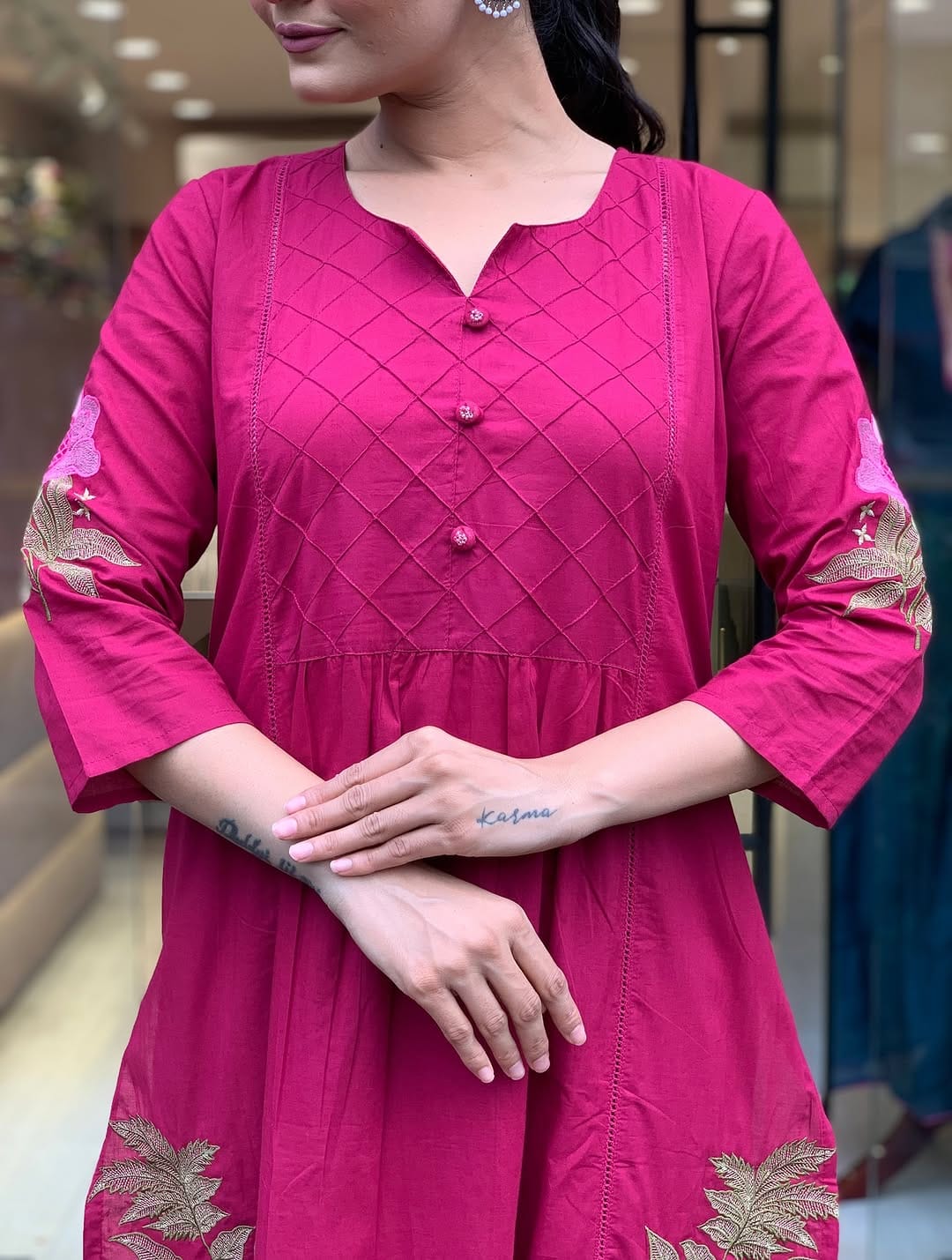Pink Mul Cotton Premium Solid Kurti Set for Womens