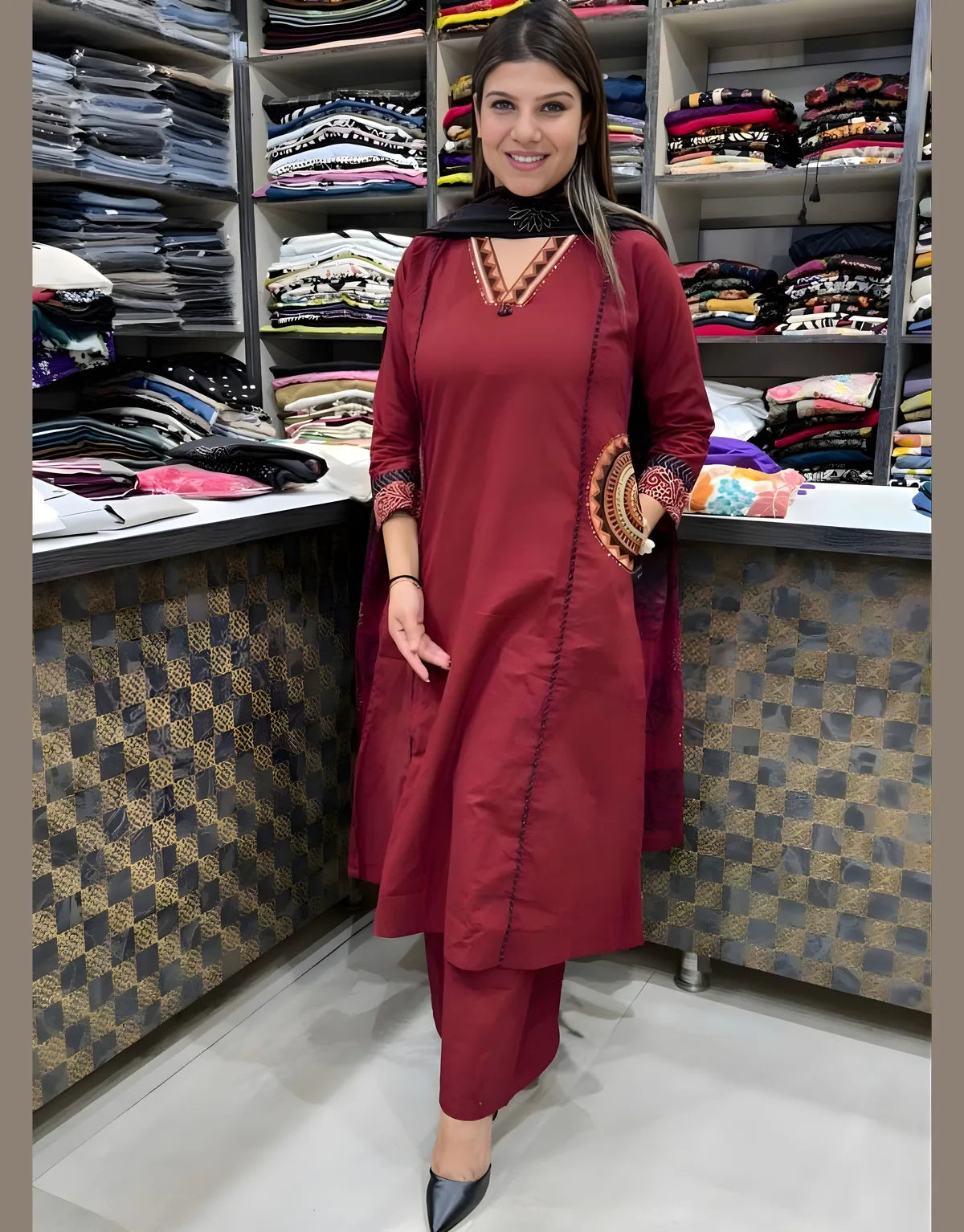 Marwari Maroon Kurta Set