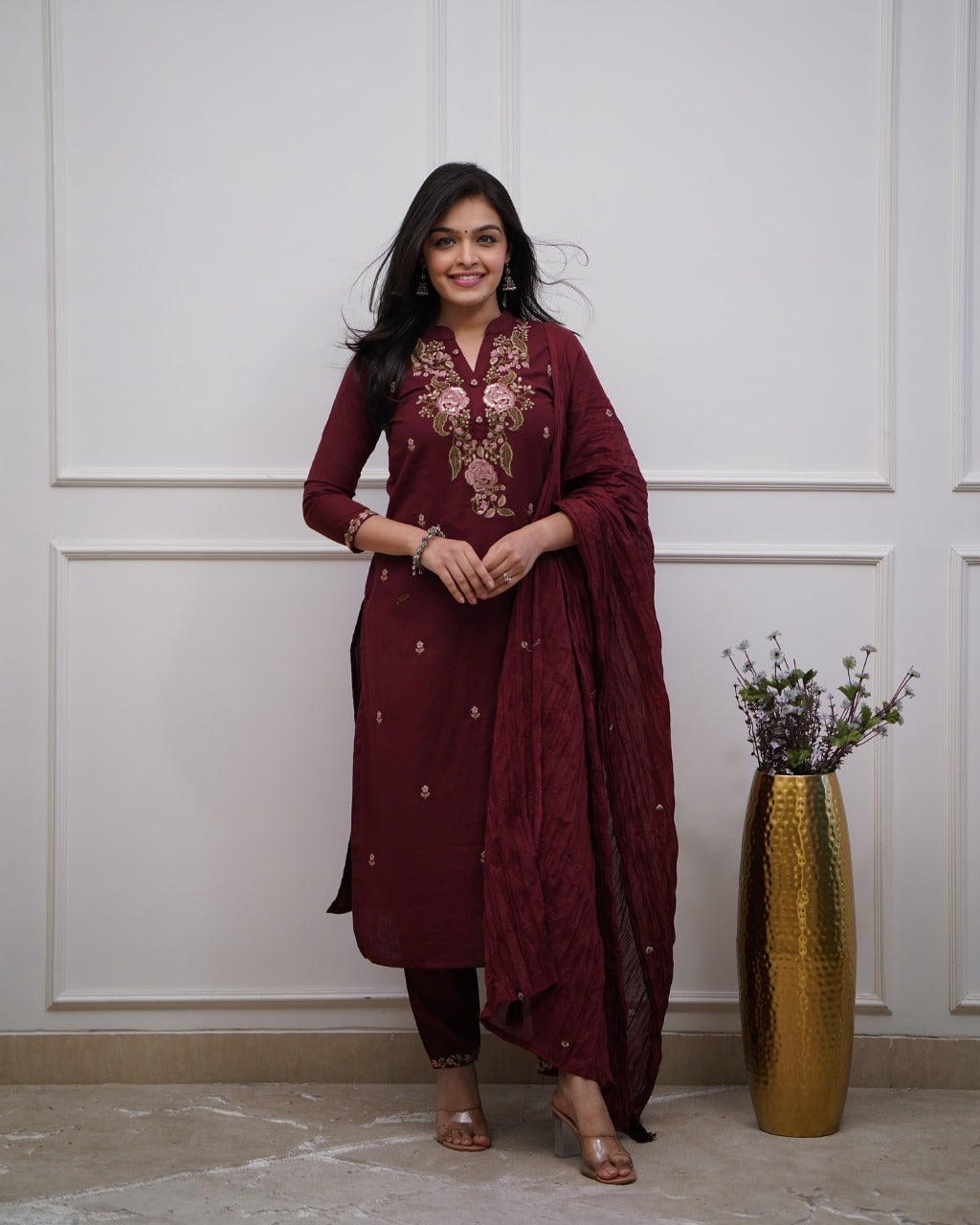 Jaipuri Pure Cotton Embroidered Kurta Set with Dupatta