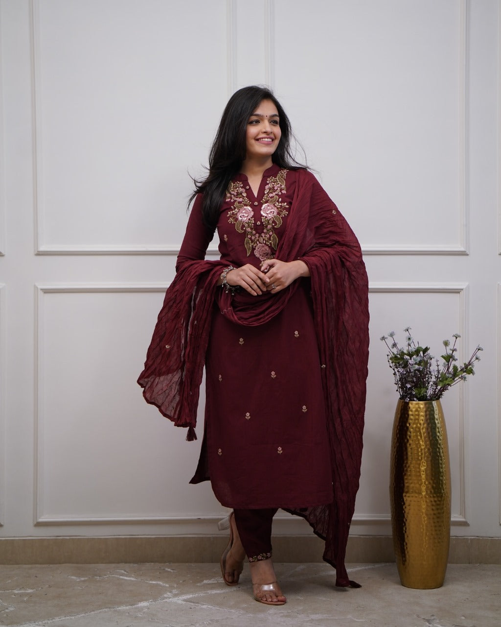 Jaipuri Pure Cotton Embroidered Kurta Set with Dupatta