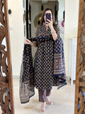 Blue Pure Cotton Kurta And Pant With Dupatta