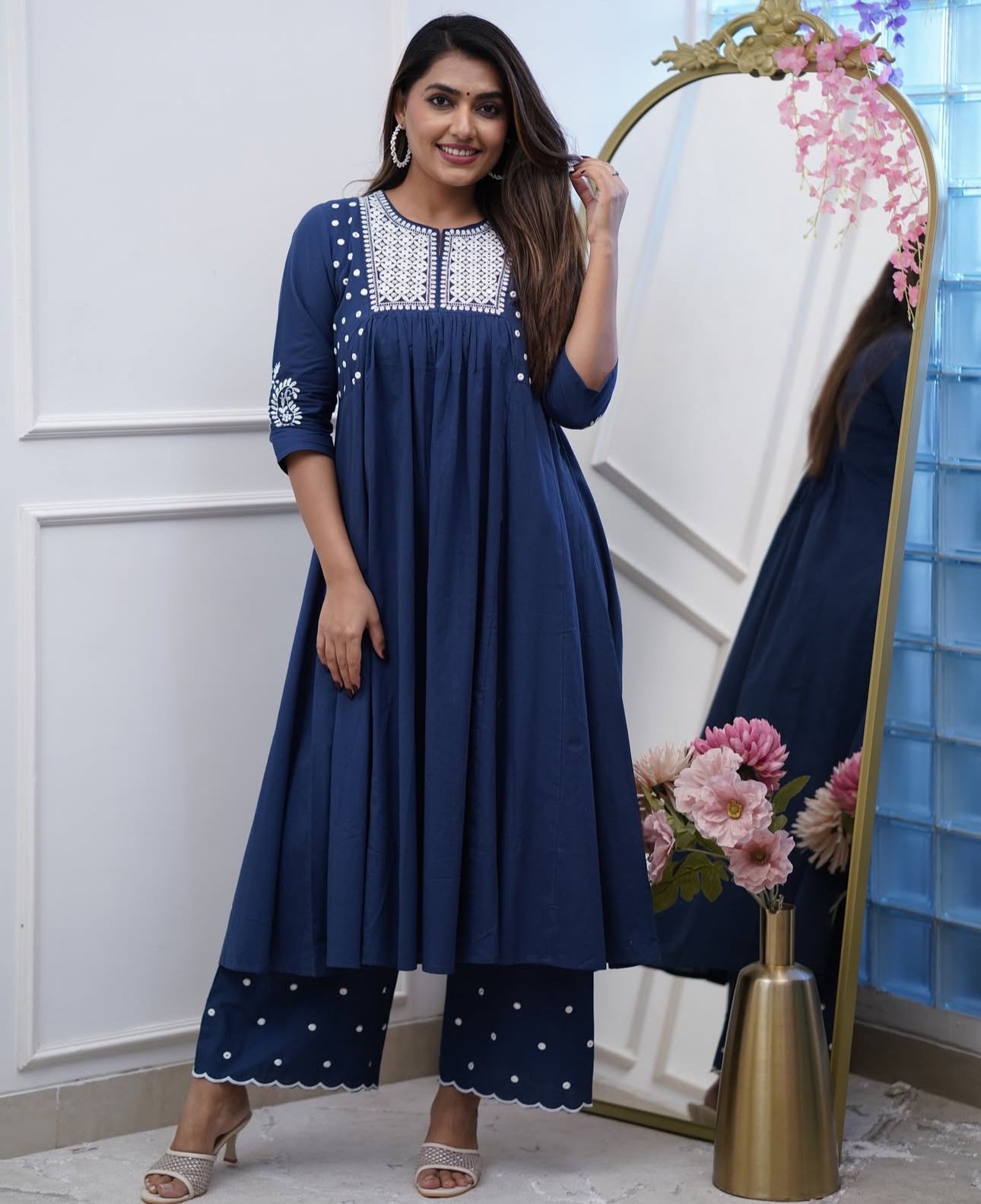 Easy Breezy Summer Cotton Embroidered Pant Set