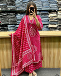 Women Bandhani Printed Regular Pure Cotton Kurta with Palazzos & With Dupatta