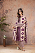 Purple Cotton A-Line Kurta with Mirror Yoke