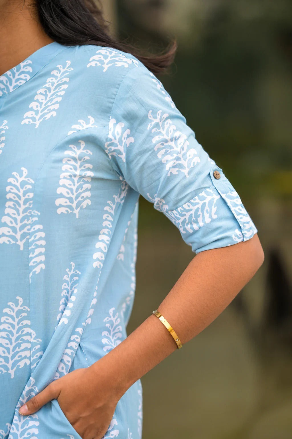Sky Blue Printed Kurta Set for Women